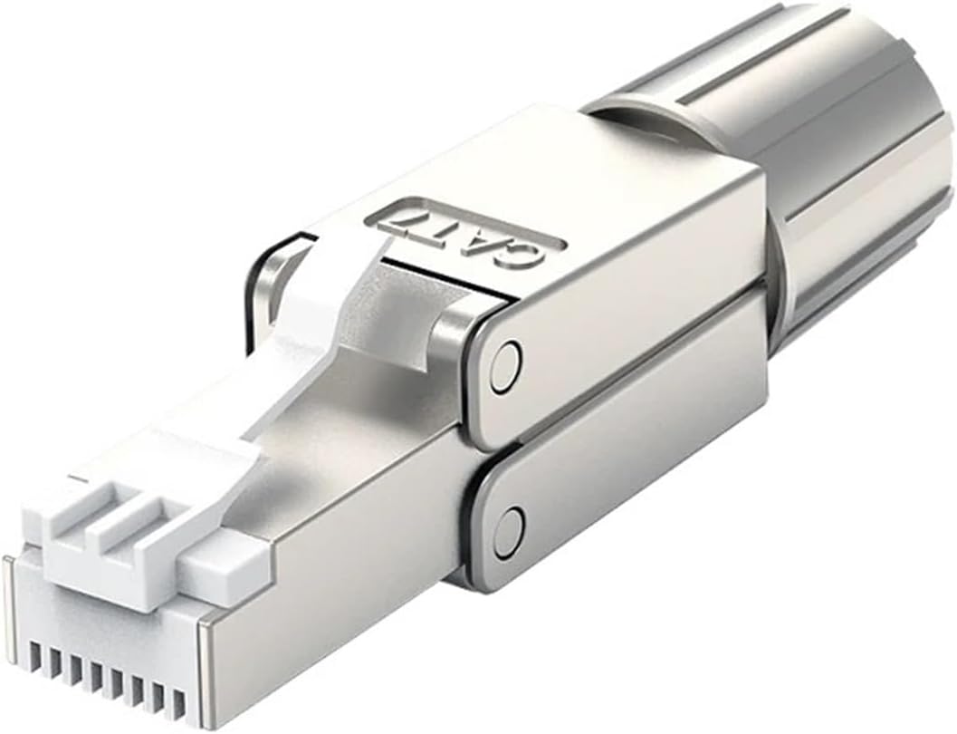 RJ45 8P8C Cat 6A Cat7 Connector Fully Shielded Terminated Plug Tool-Free Modular Plug(Cat 7 STP Metal)