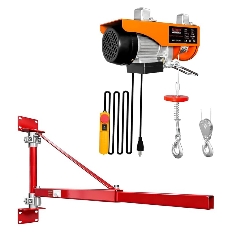 1320Lbs Electric Hoist with Wall Mount Jib Crane