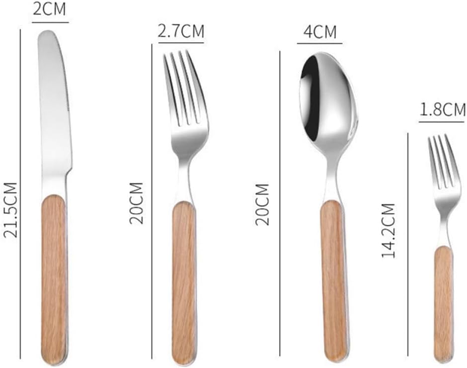 Retro Fork Spoon Kit 4 Pcs Stainless Steel ABS Wood Grain for Xmas