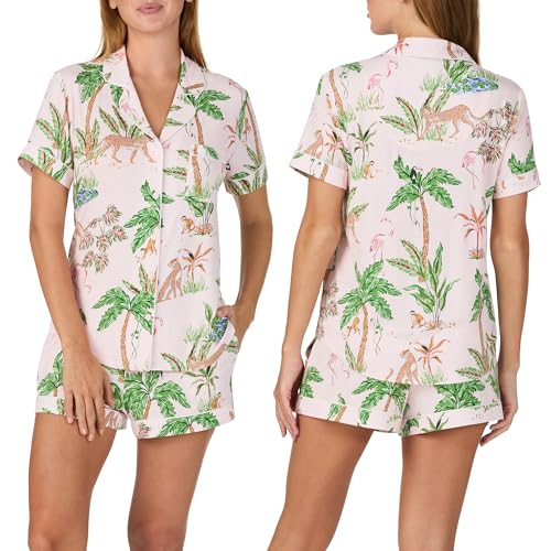 Image of kate spade new york Short Sleeve Brushed Jersey Notch Boxer Pajama Set