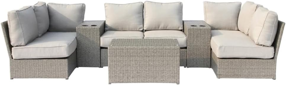 Outdoor Wicker Seating Set with Cushions for Patio or Deck Use