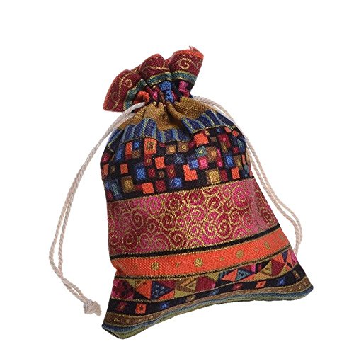 DH 10pcs Egyptian Style Jewelry Coin Candy Goodie Pouches Aztec Print Drawstring Gift Bag2