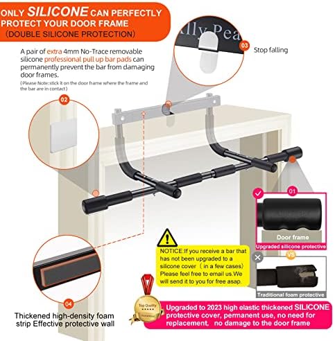 ALLY PEAKS Pull Up Bar Thickened Steel Pipe Super Heavy Duty Steel Frame Upper Workout Bar| Multi-Grip Strength for Doorway | Indoor Chin-Up Bar Fitness Trainer for Home Gym Portable (silver2) — view 2
