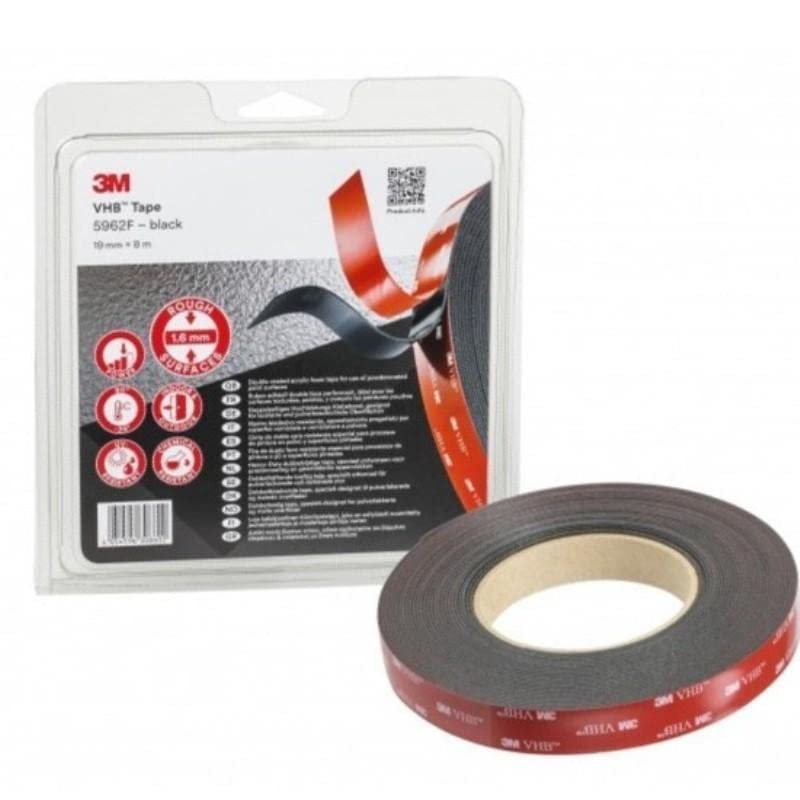 Cinta acrilica vhb 5962f 3m 19mmx8m ngr 1,5mm doble cara pintura en polvo