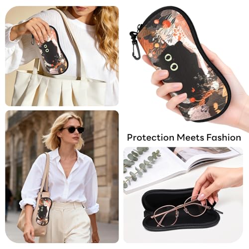 Image of Sunglasses Case with Belt Clip, Ultra Light Neoprene Zipper Soft Padded Glasses Case for Women Men