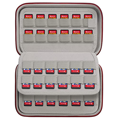 Elonbo Switch Game Card Case for Nintendo Switch or PS Vita Games, 96 Cartridge Slots Physical NS Game Cartridge Holder Durable Portable Thin Shockproof Hard Shell Travel Carrying Storage Bag, Black