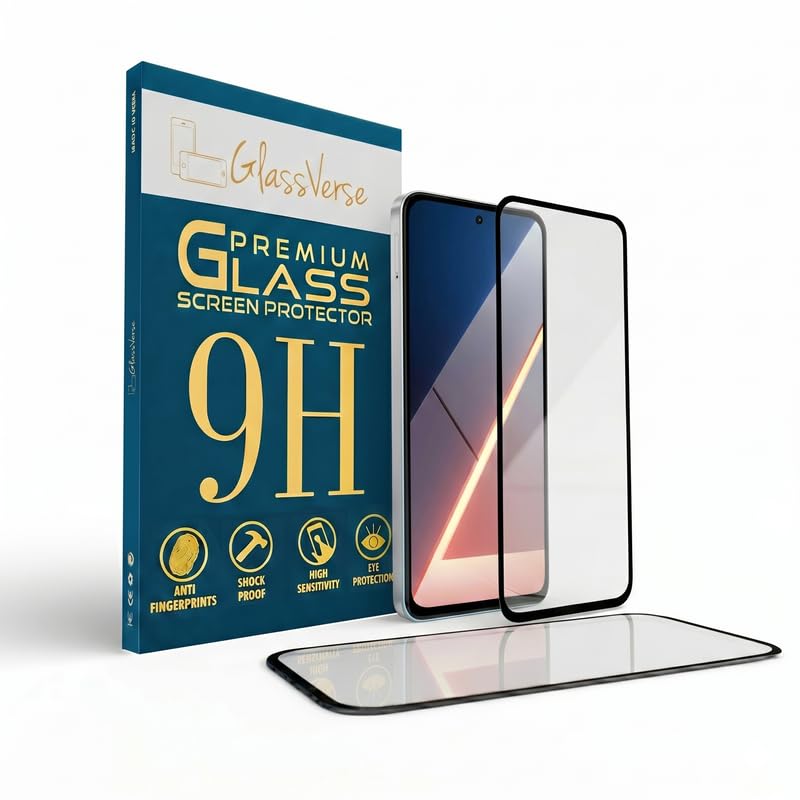 Image of GlassVerse PureView Tempered Glass for Poco M7 | Crystal Clear, 9H Hardness Screen Protector, Edge to Edge, Case Friendly, Hassle-less Installation Kit Included. (Pack of 1)