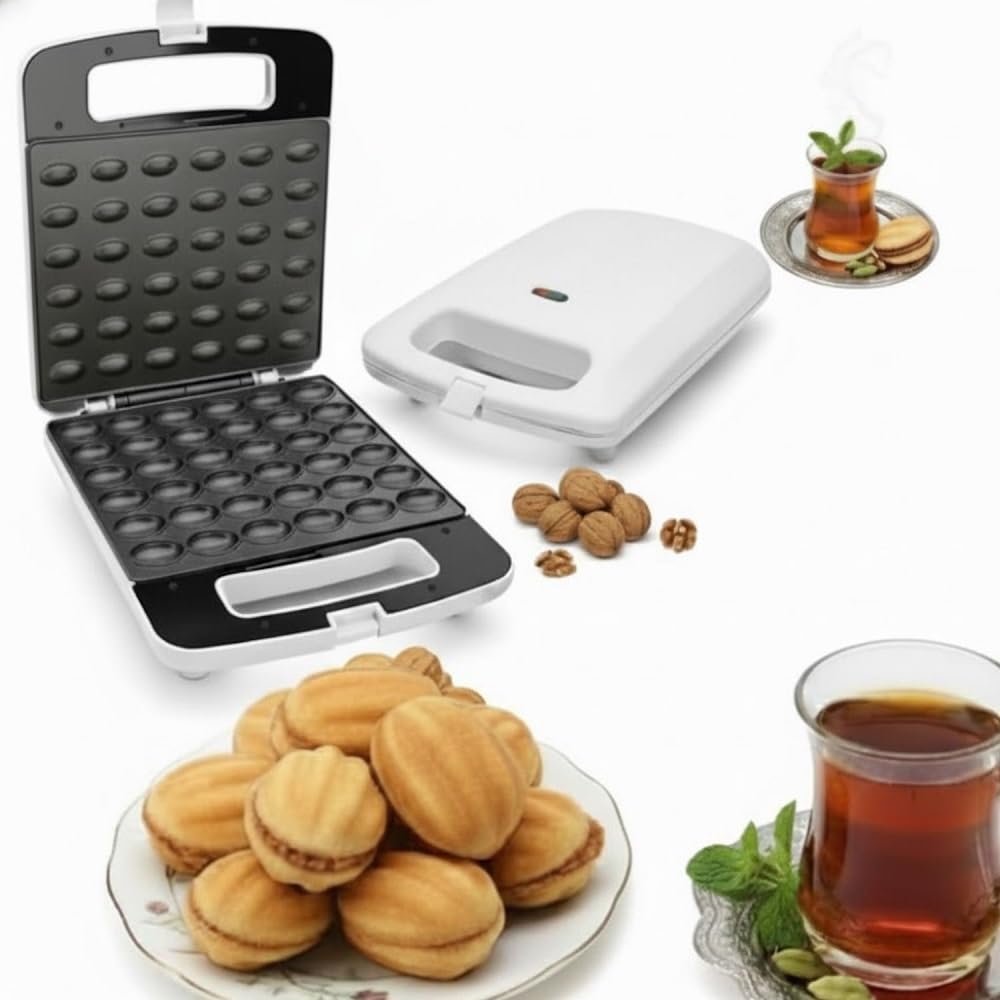 36PCS Nutty Maker,1400W Double Side Heating, Non-Stick Electric Nut, Walnut, Cake & Biscuits Maker, Mini Nut Breakfast Machine, Baking Tool for Home Kitchen"