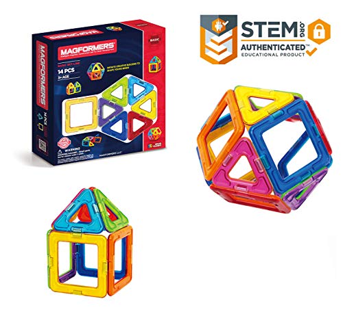 Magformers Basic Set (14-pieces) Magnetic Building Blocks, Educational Magnetic Tiles Kit , Magnetic