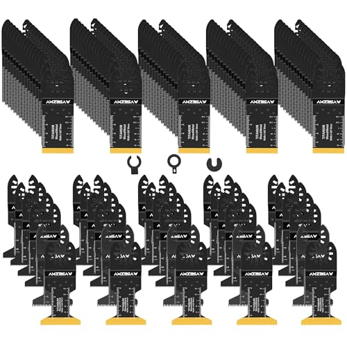 110PCS Oscillating Saw Blades Set, Professional Blades for Soft Metal Wood Plastics, Quick Release Multi Tool Blades Kits for Oscillating Tool Accessories