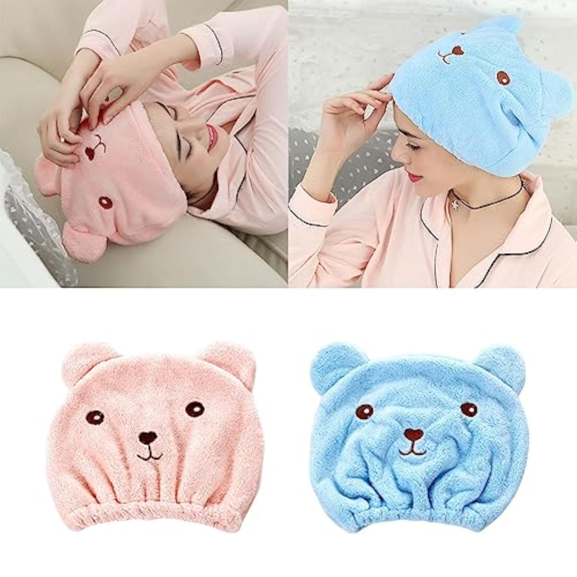 Cartoon Long Hair Dry Hair Cap for Bathroom & Travel