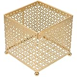 Cabilock Metall Aufbewahrungskorb Goldfarben Klein Stabil Vielseitig für Kaffeehalter Kosmetik Organizer Kompakt Platzsparend für Snacks Beautyartikel und Haushaltsbedarf