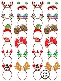 HOVACY 24 Pcs Christmas Headband, Christmas Headbands for Women, Cute Christmas Party Favors for Xmas Decorations Accessories