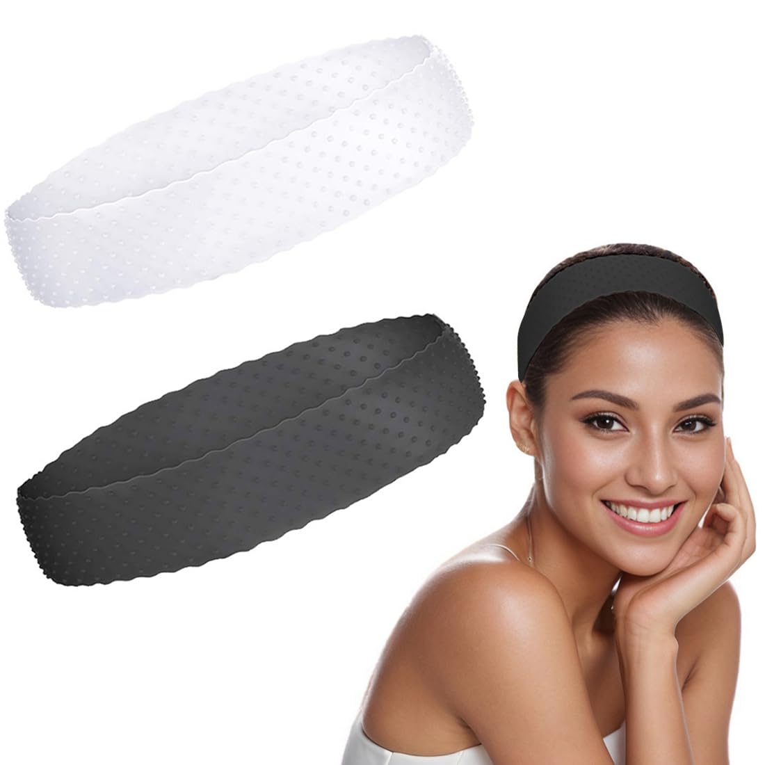 Set di 2 Fasce Parrucche Antiscivolo in Silicone, Fascia Capelli Elastica, Accessori per Parrucca Fissa, Senza Cuciture, Ideale per Sport e Yoga