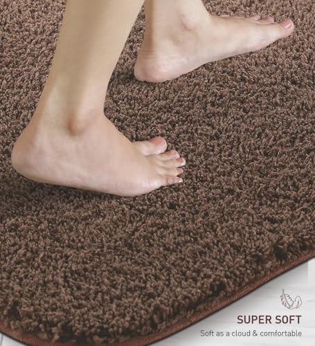 Image of Obsessions Ultra-Absorbent Quick-Dry Bath Mat | 1400 GSM Polyester | Soft, Non-Slip & Fast-Drying Bathroom Rug for Safety & Comfort | 40 x 60 cm | Chocolate