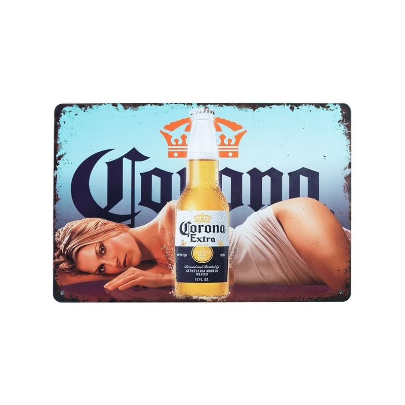 Image of Eazywagon Decorative Retro Metal Signs Wall Plate - 12x8 Inch (Ladie Corona Extra Beer) | Weatherproof Vintage Metal Sign Plate for Cafe, Home, Bar, Garage | Decorative Wall Hanging Sign Board