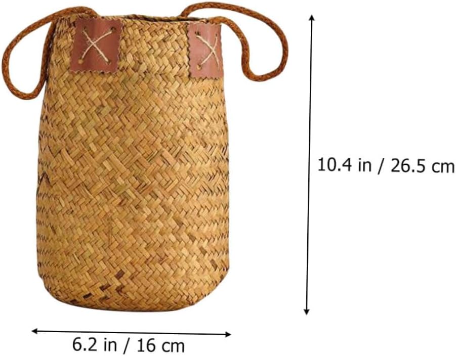 OUNONA 2pcs Hand-woven Rattan Storage Basket Decorative Flower Basket Rustic Style Portable for Living Bedroom