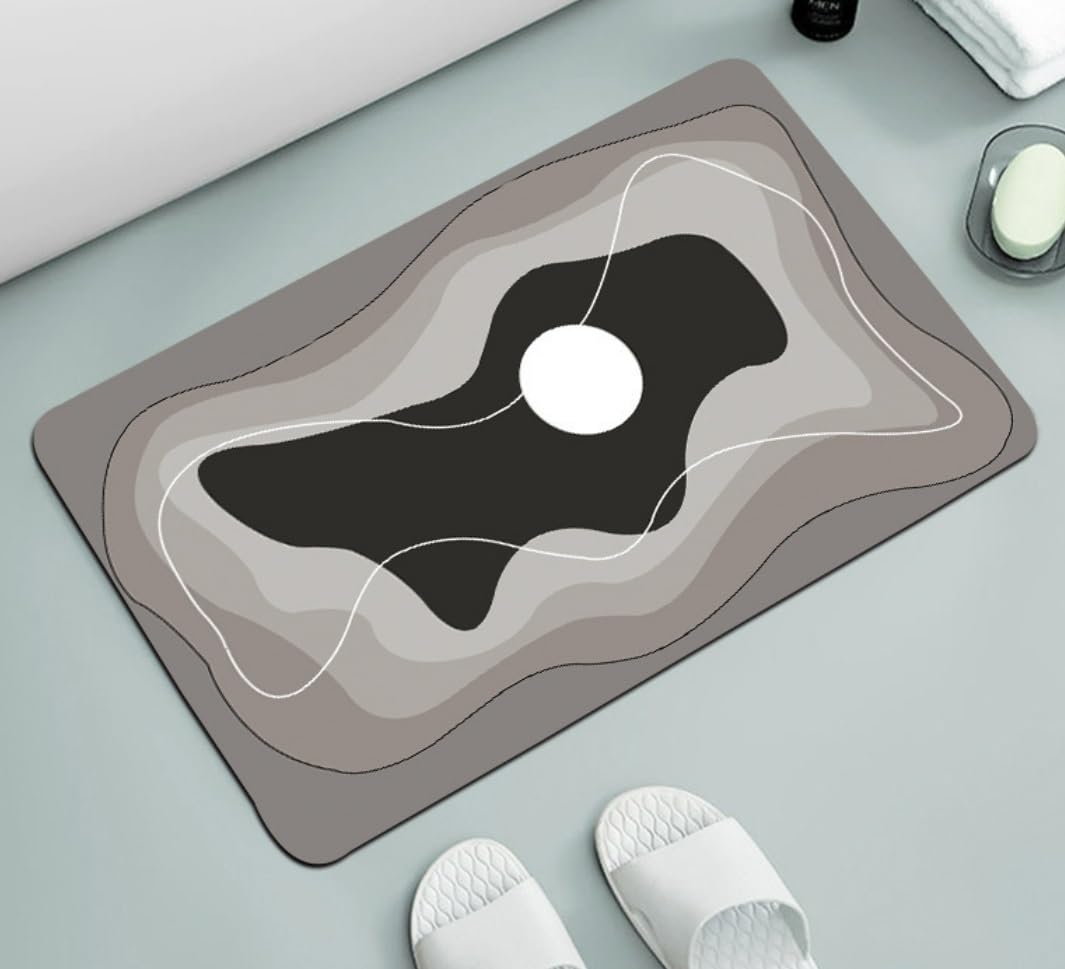 Alfombrilla de ducha curvada, antideslizante, lavable, de secado rápido, con microfibra suave, súper absorbente y respaldo de goma (multicolor, 60 x 90 cm)
