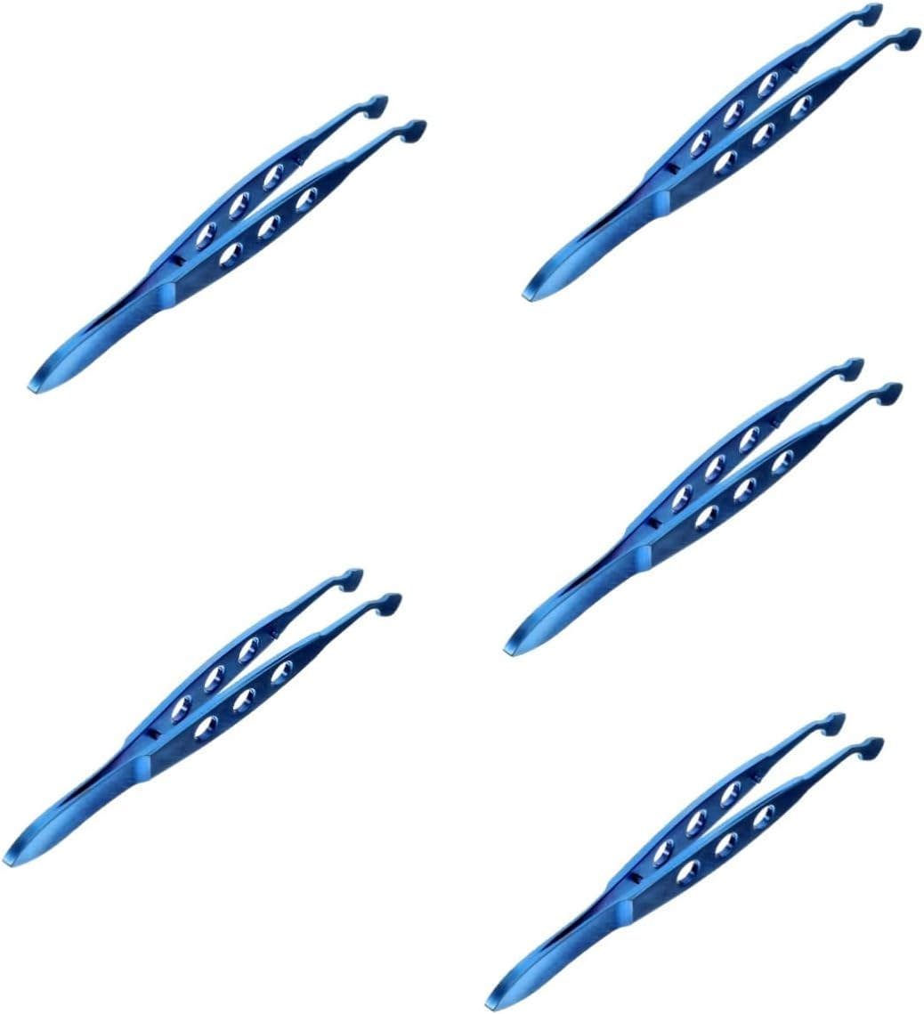 minkissy 5pcs Women Eyelid Tweezers Brow Tweezer Metal Forceps Meibomian Gland Design
