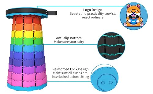 Alevmoom Portable Collapsible Stool With Cushion Telescopic Stool With Painting Retractable Folding Stool Sturdy Capacity 440Ibs, Camping Stool For Outdoor Hiking Garden Bbq With Bag,Carabiner(Puppy) #TOP1