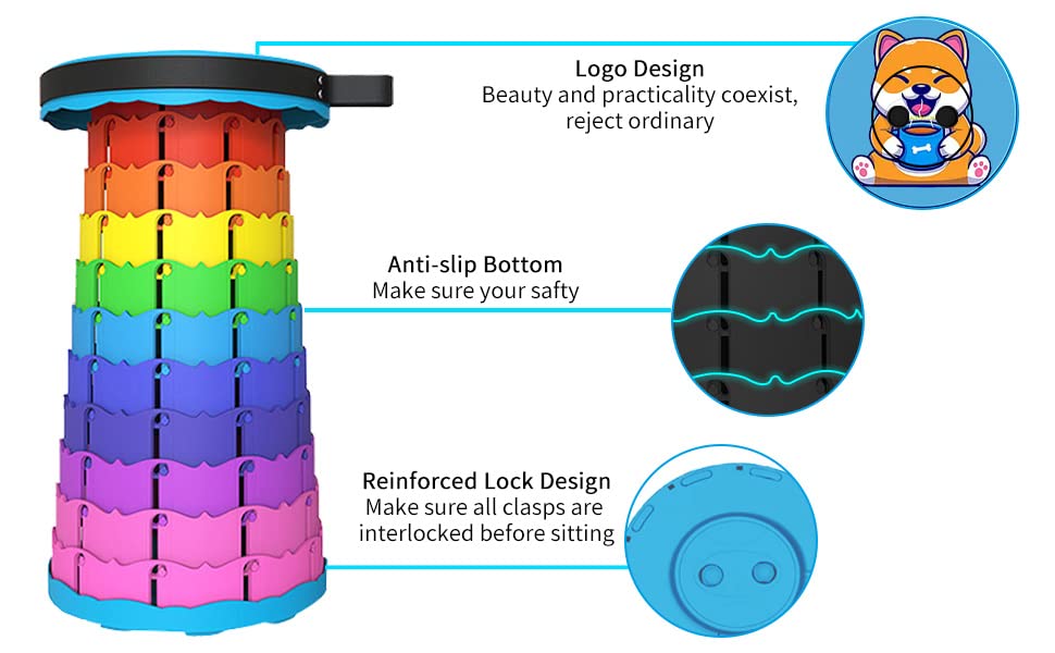 Image of Alevmoom Folding Stool, Adjustable, Portable, Lightweight, Safety and Stability, Multi-Application
