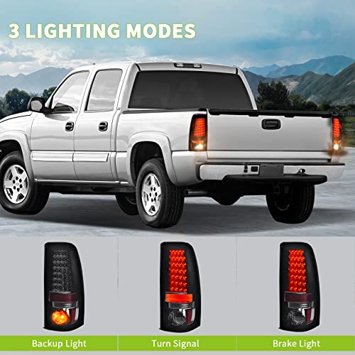 Autosaver88 Led Tail Light Assembly Compatible With 1999-2006 Chevy Silverado 1500/2500/3500 And 1999-2002 Gmc Sierra 1500/2500/3500 Black Housing And Smoke Lens (Fit Fleetside Models Only) #TOP2