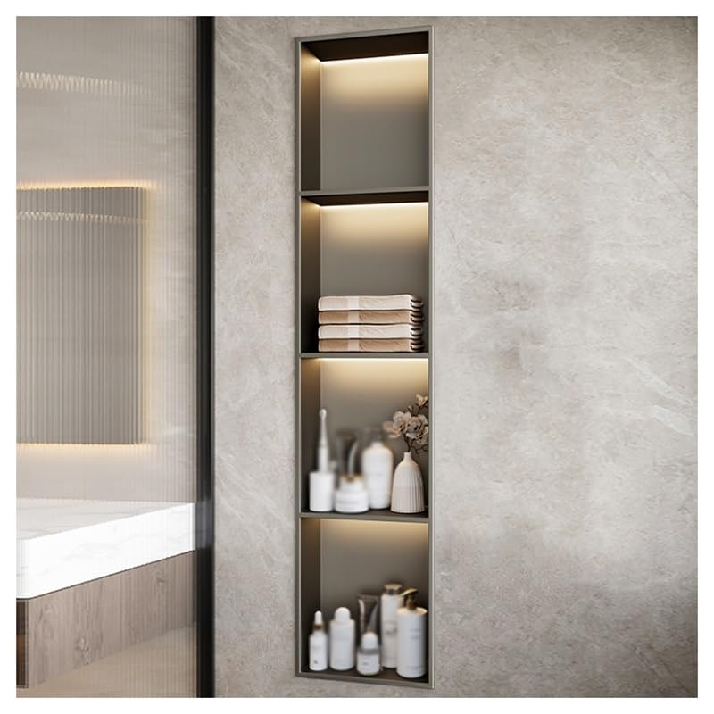 Duschablage aus Edelstahl, wasserdicht, zur Wandmontage; wasserdichte Duschablage mit LED-Beleuchtung – Organizer-Regal aus Edelstahl für Badezimmeraufbewahrung, modernes Wandregal für effiz