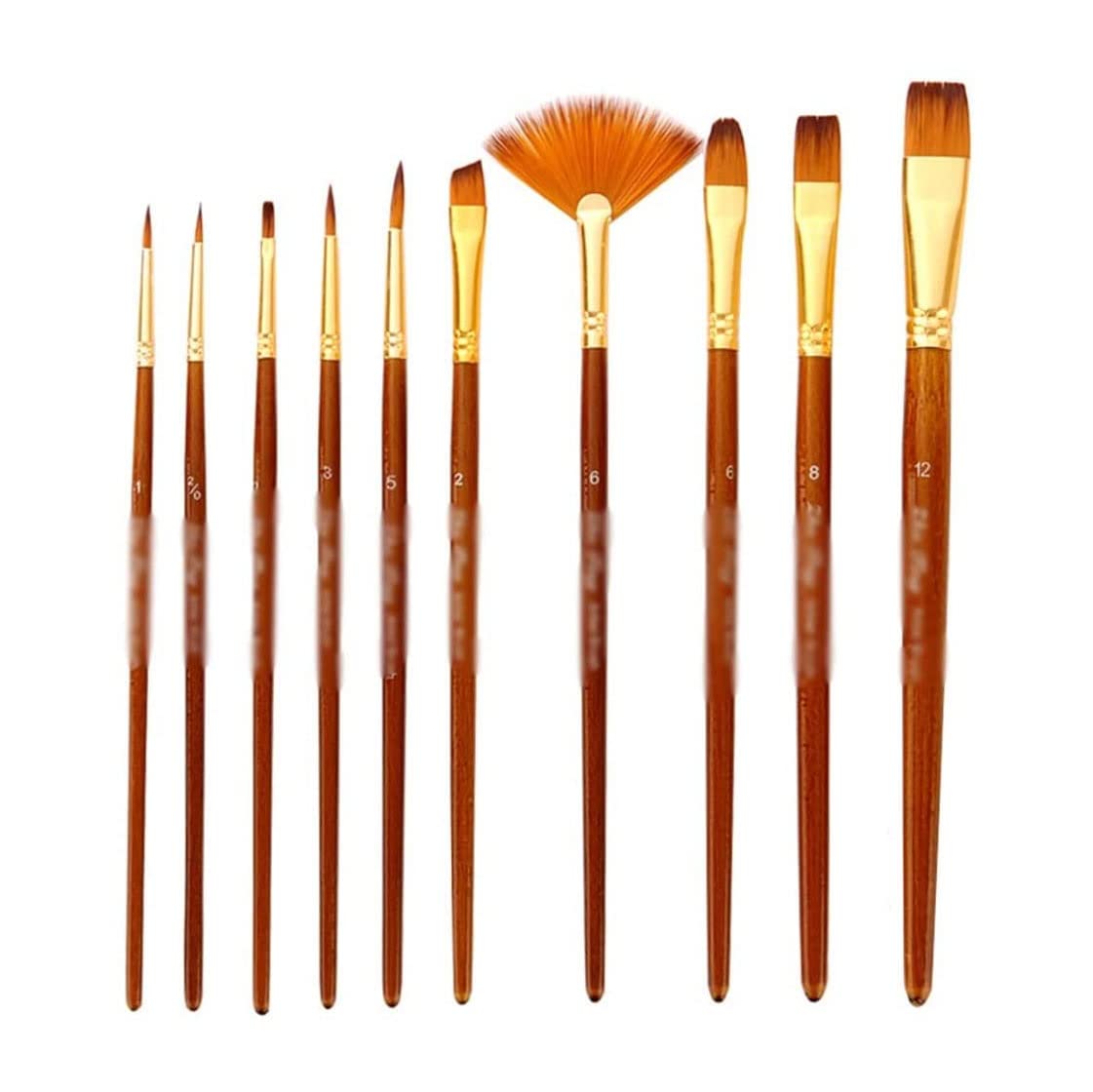 10 Pinceles de Acuarela de Pelo de Nailon, Punta Redonda y Puntiaguda para Dibujo y Pintura acrílica. Materiales de Arte Profesionales.
