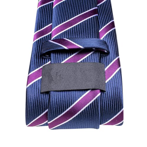 Image of Dubulle Mens Tie and Lapel Pin Paisley Striped Floral Necktie for Men Pocket Square Cufflinks 4PCS Set Wedding Party