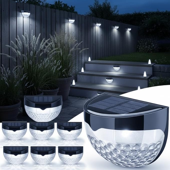 GloBrite - Solar Lights Outdoor Garden - Pack of 8 Outdoor Lights - Waterproof Night Light for Pathway, Patio, Deck, Fence - Solar Security Light with Dusk to Dawn Sensor - Outdoor Lighting