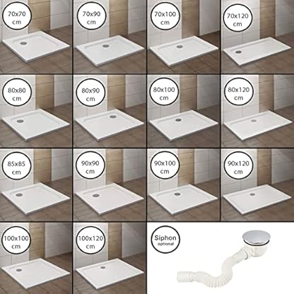 VILSTEIN® Duschwanne Sanitäracryl [90x120cm] - Stilvolle Duschtasse - Duschwanne Komplettset inkl. Siphon - 5cm flaches Duschbecken mit Gefälle & Glasfaserverstärkung - Hochglanz Weiß – Bild 3