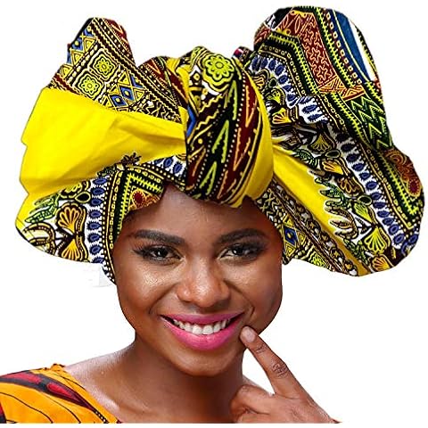 Shenbolen African Traditional Wax Print Head wrap Headwrap Scarf Tie,One Size, A, 71"*21" Cover