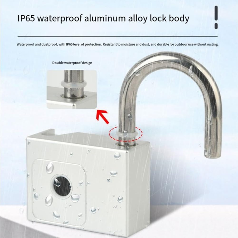 Tuya Padlock Schnelle Identifikation Entsperren Fingerabdrucksensor Wasserdicht USB-Ladung Hohe Qualität mit 2 Ersatzschlüsseln