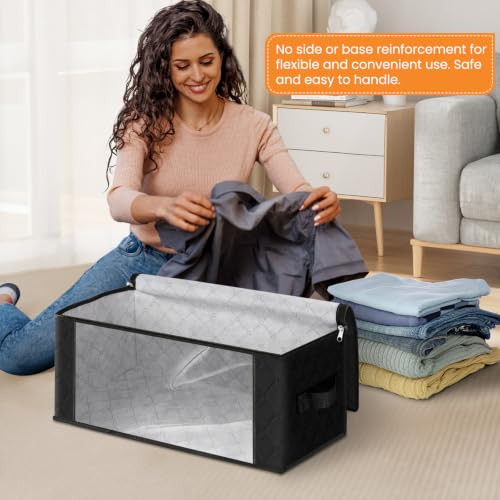 Image of Fab totes 35L Closet Organizers and Storage, Foldable Under Bed Storage Containers, Storage bags for Organizing Bedroom, Closet, Clothing,Organization with Handle (4 Pack,Black)