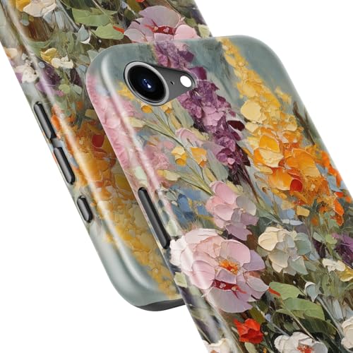 Image of Goodon for iPhone 16e Case Cute - Wireless Charging Compatible - Dual-Layer Hard Shell + Silicone Cover - Protective Phone Case with Trendy Designs for Women - Oil Painting Flowers