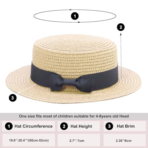 Straw Hats Kids Boys Girls Skimmer Hat Sun Beach Panama Hat3