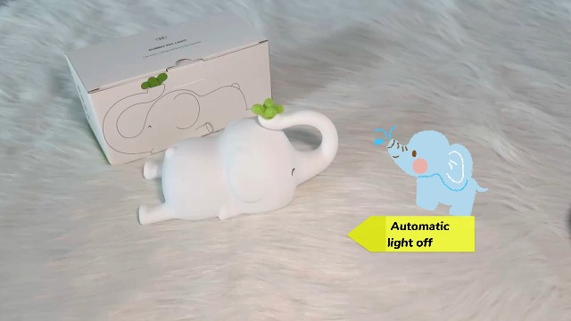 Image of S NMT Cute Elephant Silicone Night Light LED Novelty Lamp 3 Level Dimmable Nursery Nightlight USB Rechargeable Timing Sleeping Lamp for Baby Kids Decor