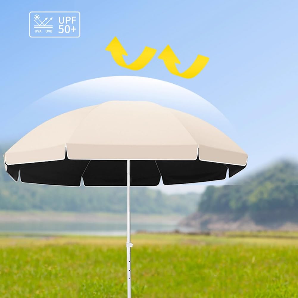 Generico Ombrellone da Terrazzo, 180/220/240cm Ombrellone da Tavolo Portatile per Esterni, Regolabile in Altezza Ombrellone da Giardino per Prato, Piscina(Beige,240cm/8ft)