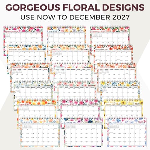 Image of CRANBURY Small Desk Calendar 2026-2027 Standing Flip, July 2026 to Dec 2027, 8x6 Desktop Calendar with Stickers, 18 Months Desk Planner for School & Office, Spiral Bound, Floral Design