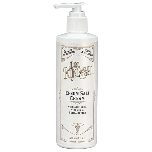 EasyComforts Crema calmante de sal de Epsom Dr. Kinash con aloe vera, vitamina E y manteca de karité para hidratar la piel áspera y seca, 8 onzas