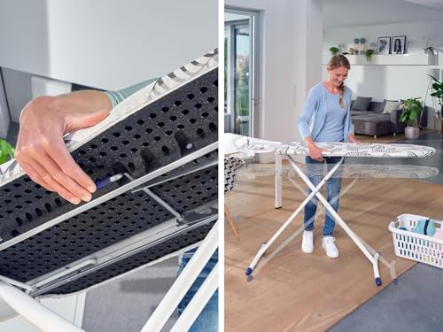 Leifheit Tabla de planchar plegable Air Board Express M Solid, mesa de planchar estable y ultraligera, tabla de planchado regulable en altura, Rojo/Blanco (72565) - imagen 3