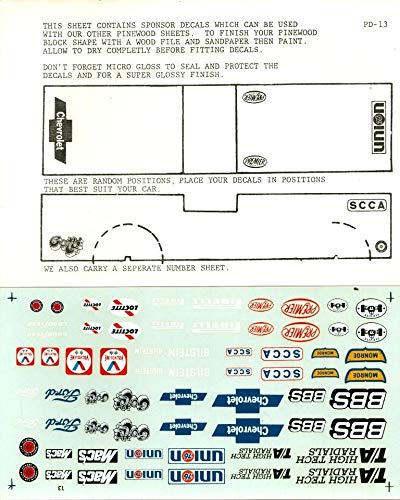 Microscale_Decals 1:24 1:25 Sponsor Decals Assorted #1 Pine Wood Race Car #PD-13