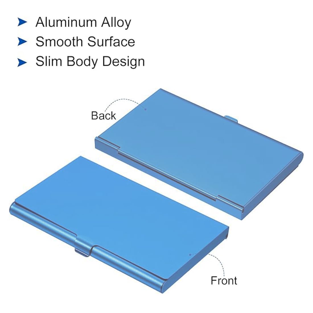 1 PIèce Porte-cartes de visite léger pour femme et homme – Étuis pour Cartes de Visite professionnel en acier inoxydable – Fermeture à boucle – Bleu