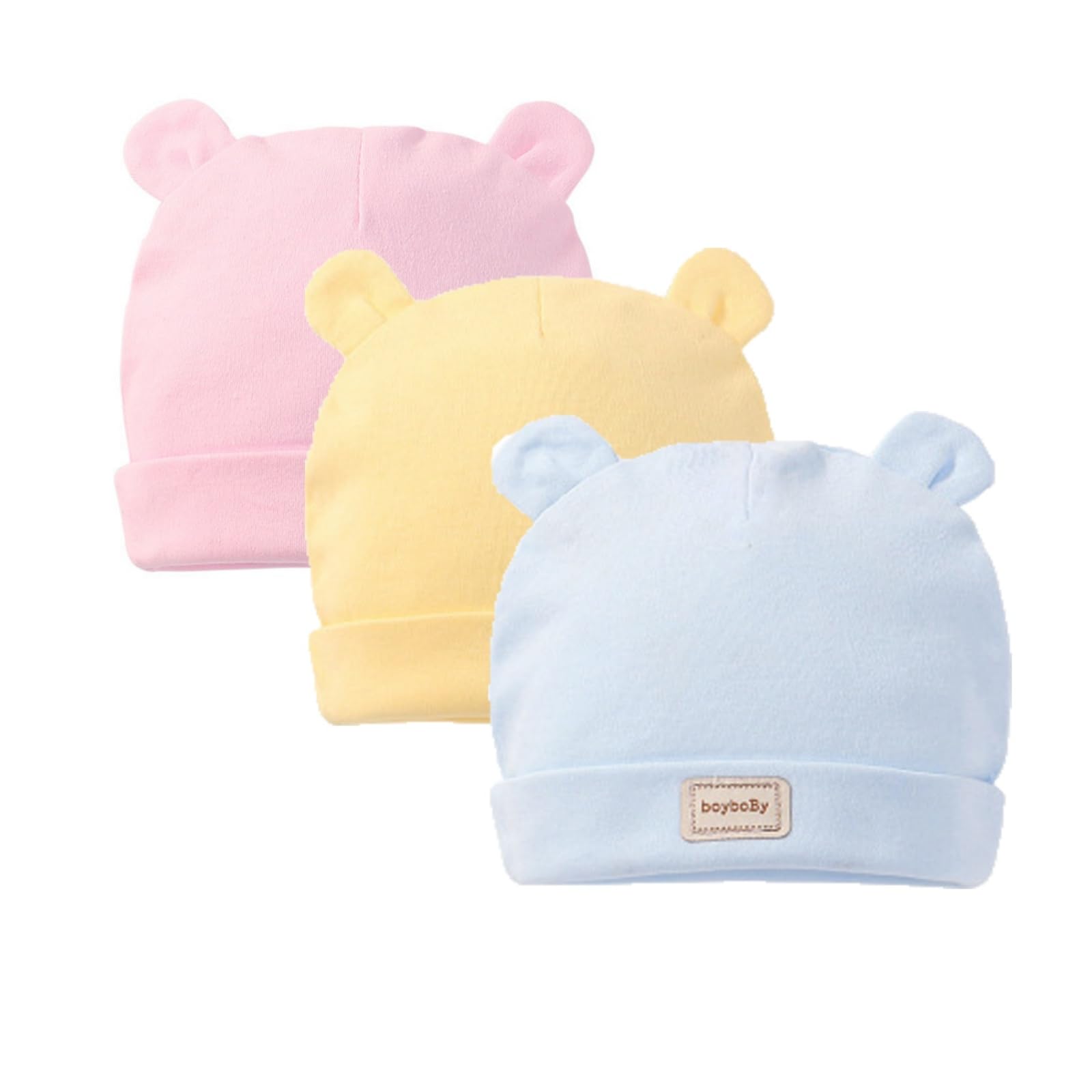 3 Pack Baby Cotton Hats Soft Newborn Infant Caps for Boys Girls Breathable Comfortable Headwear for Daily Wear