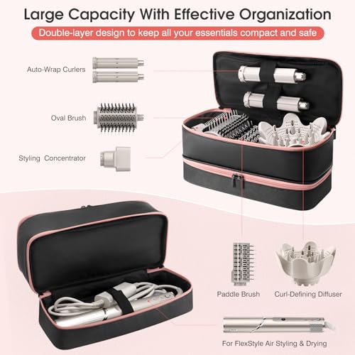 Image of Travel Carrying Case for Hair Dryer for Shark FlexStyle Hair Dryer Bag Double-Layer Beauty Styler Organizer Hair Tool Storage Bag Hairdryer Accessories Black Case