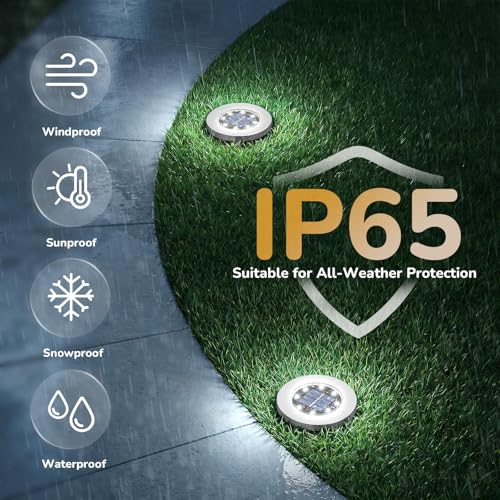 INCX 4.6 inch Solar Lights Outdoor Waterproof,12 Pack Solar Lights for Outside - image 2