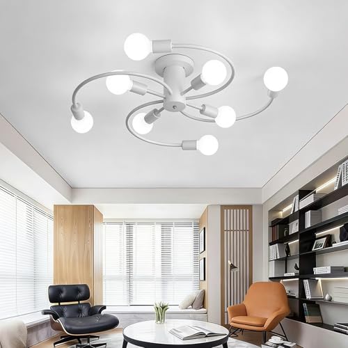 Plafonnier industriel E27 à 8 lampes pour un éclairage puissant et un design vintage