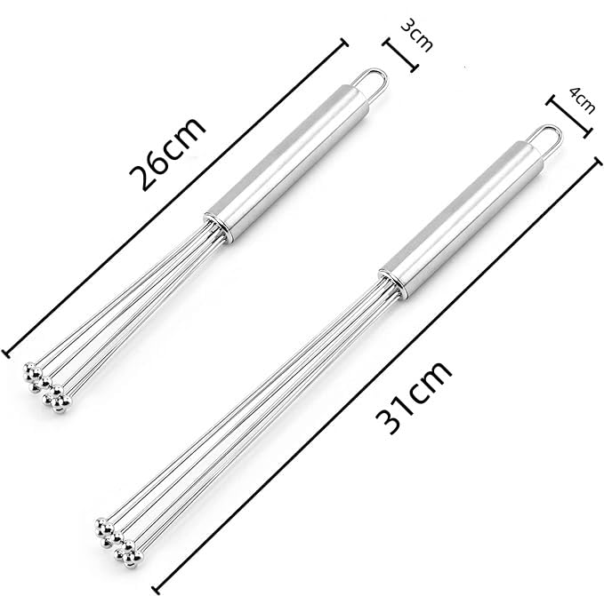 Stainless Steel Whisk Set of 2, 12 Inch and 10 Inch Set for Cooking, Mixing, Beating, Stirring - Image 3