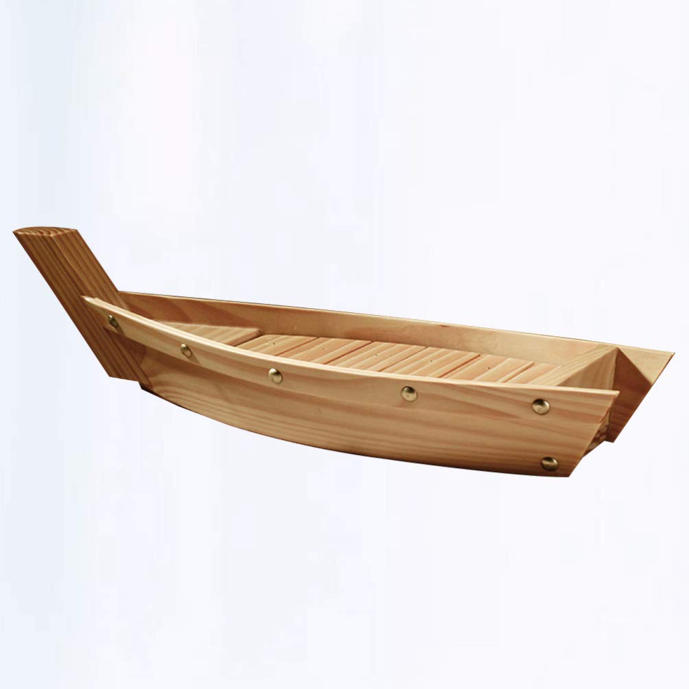 Cabilock Bateau En Forme De Bateau Plateau Sushi en Bois Plateau Sushi Sashimi Plat de Service Collation Service