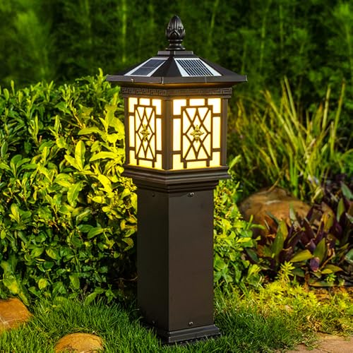 TRIVIDHA Iluminación Solar para Paisajes, Luz De Camino Impermeable para Exteriores con Carcasa De Aluminio, Luz LED Solar Cálida, Luminaria De Bolardo para Jardín, Patio, Camino De Entrada